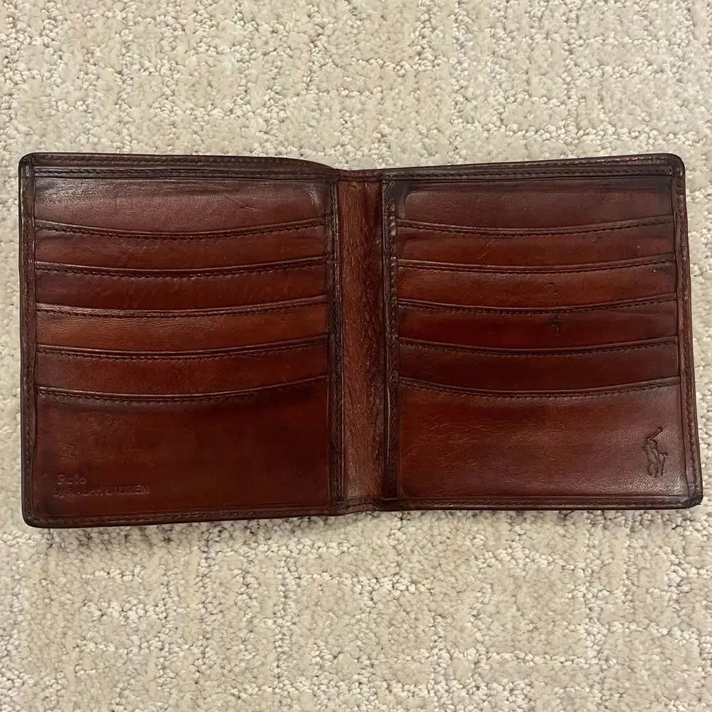 VTG 90s Polo Ralph Lauren Men's Brown Leather Bifold Wallet